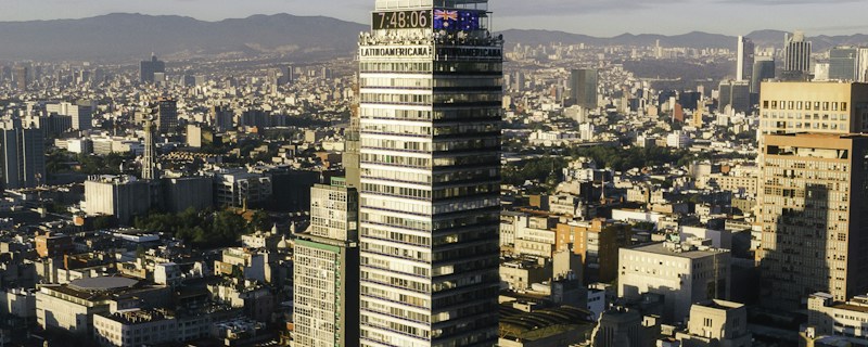 Aerial view of Tijuana commercial buildings