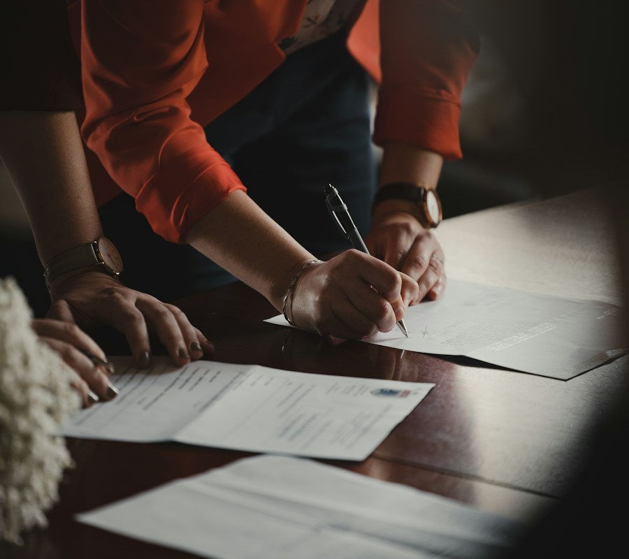 Attorney reviewing real estate contract documents